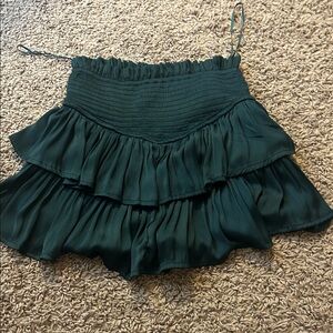 Altar'd State Dark Green Tiered Mini Skirt